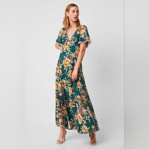 French Connection Clarabel Green Tropical Floral Maxi Dress Size US 4
